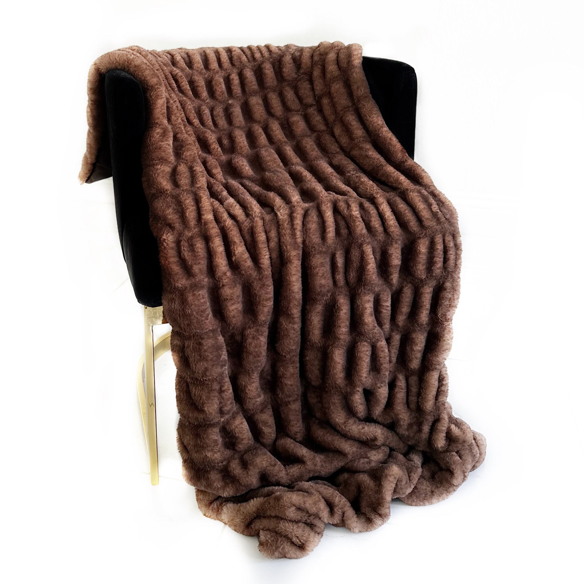 Brown Plush Pelt Faux Fur Luxury Throw Blanket