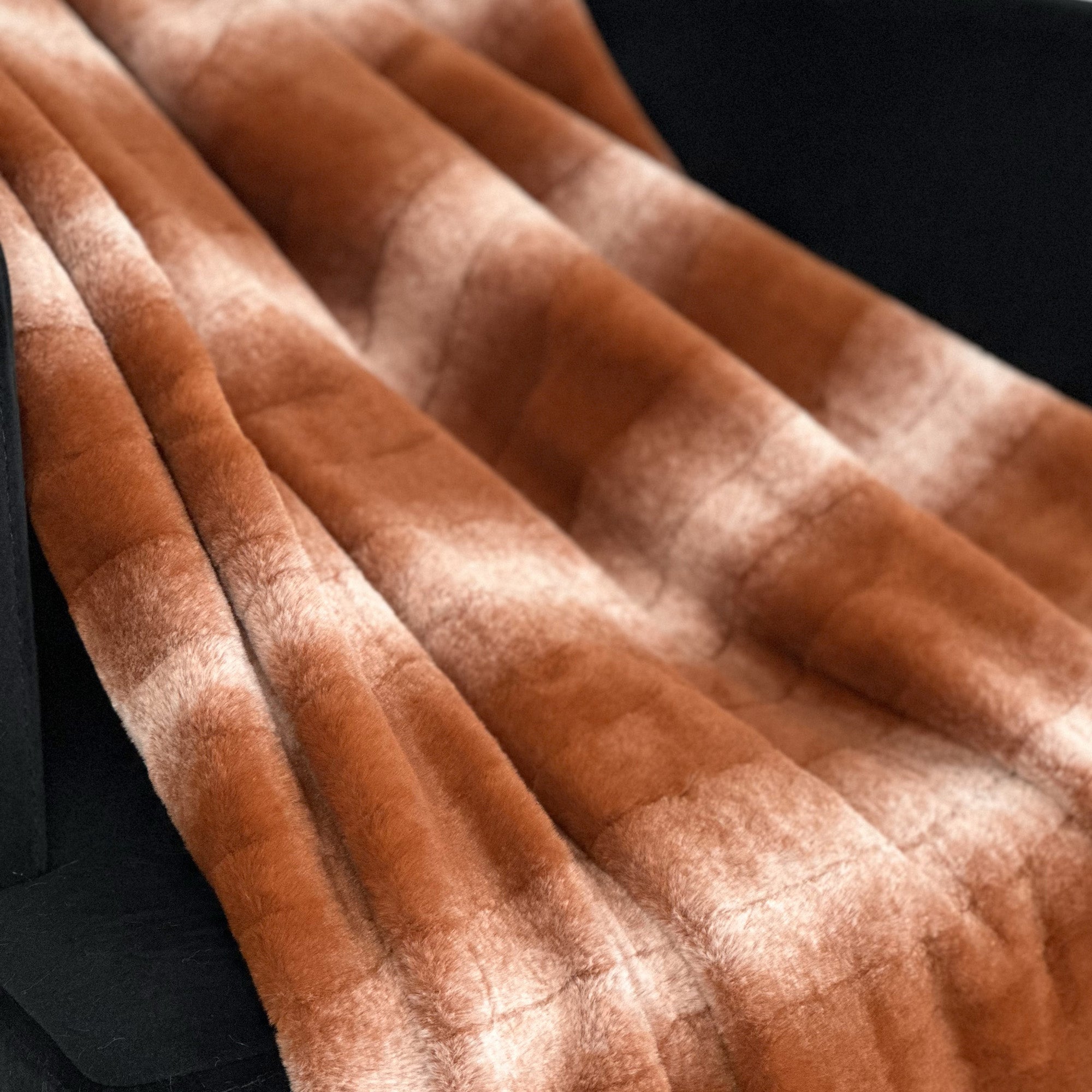 Orange Brown Furever Faux Fur Luxury Throw Blanket