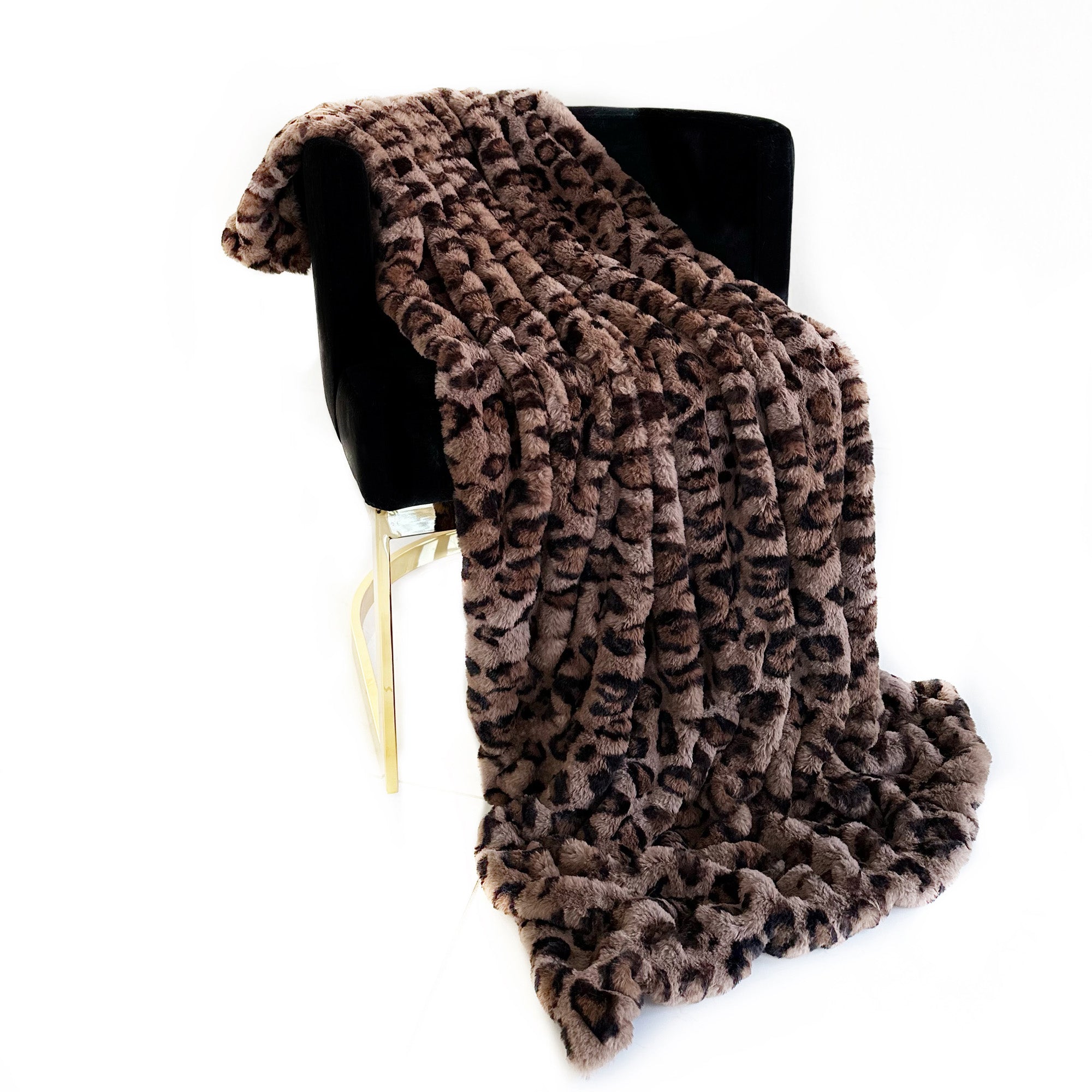 Brown Leopard Faux Fur Luxury Throw Blanket