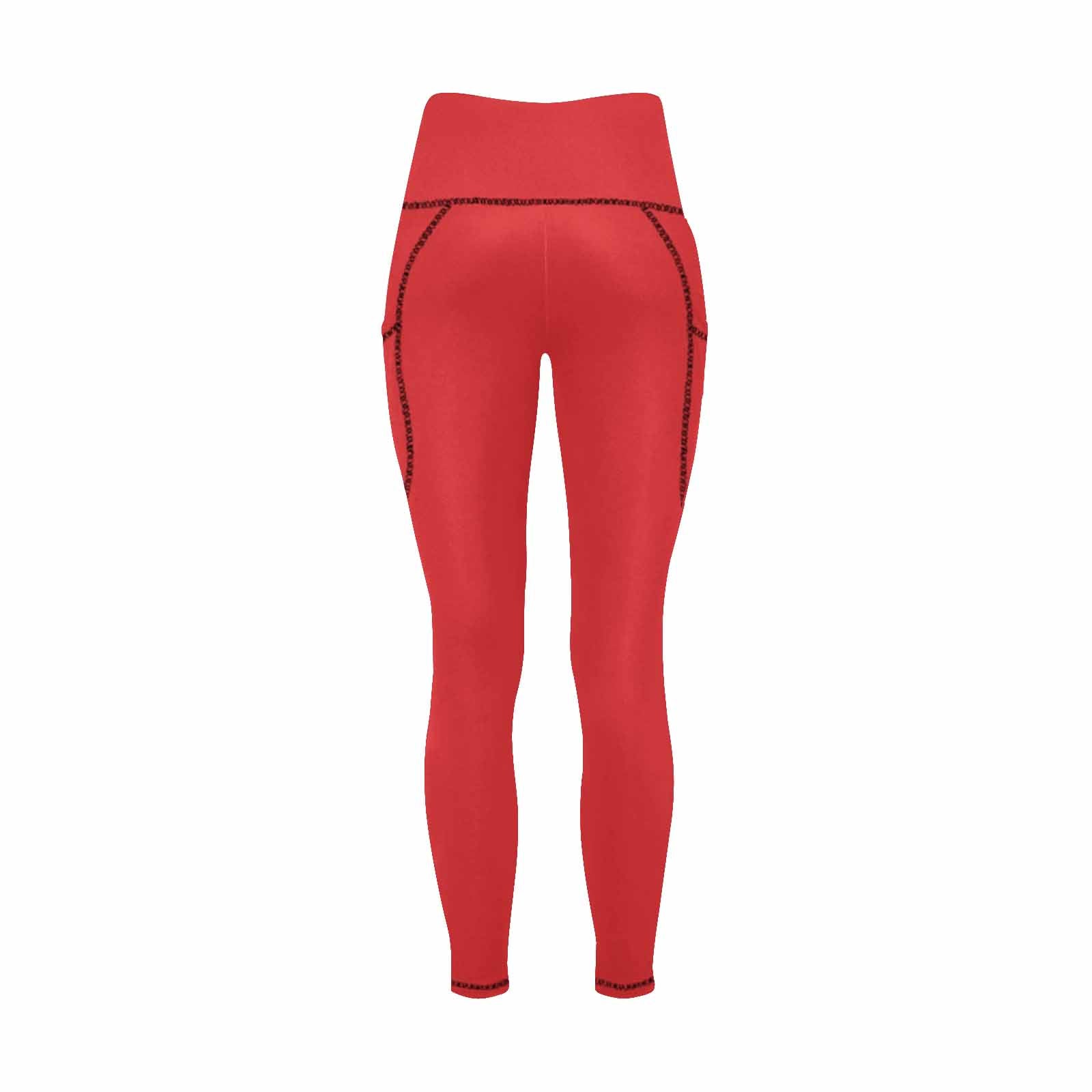 Womens Leggings With Pockets - Fitness Pants /  Chili Pepper Red