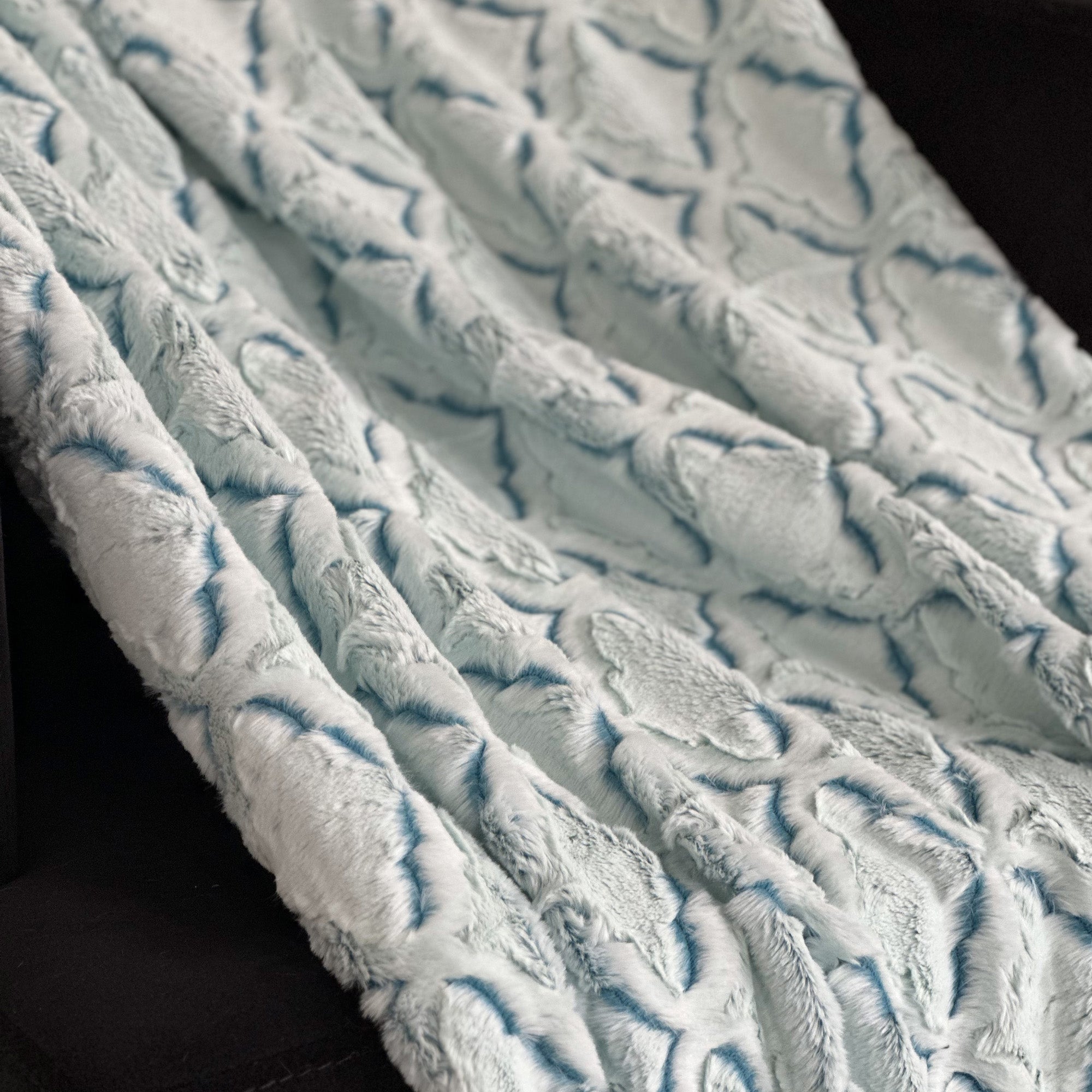 Light Blue Diamond Faux Fur Luxury Throw Blanket