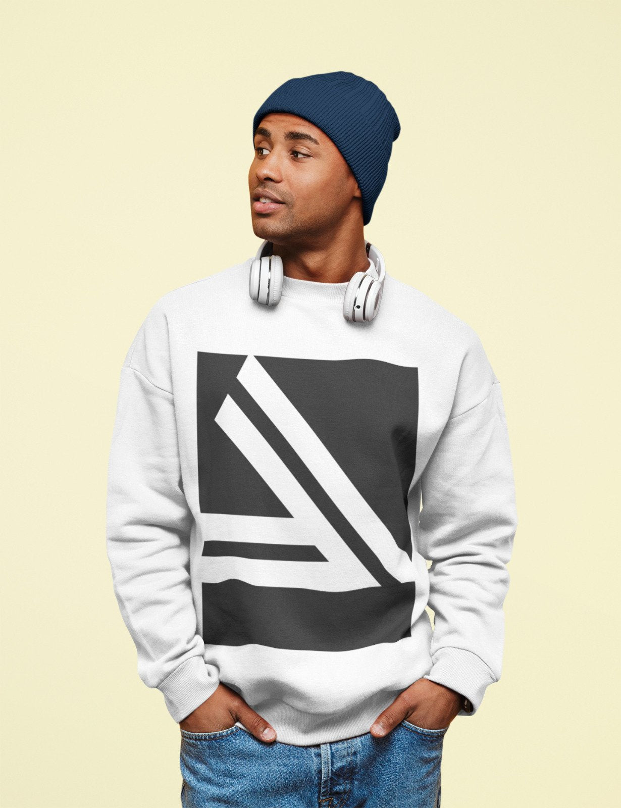 Classic Comfort, Modern Style: Men's Double Slanted Logo Crewneck