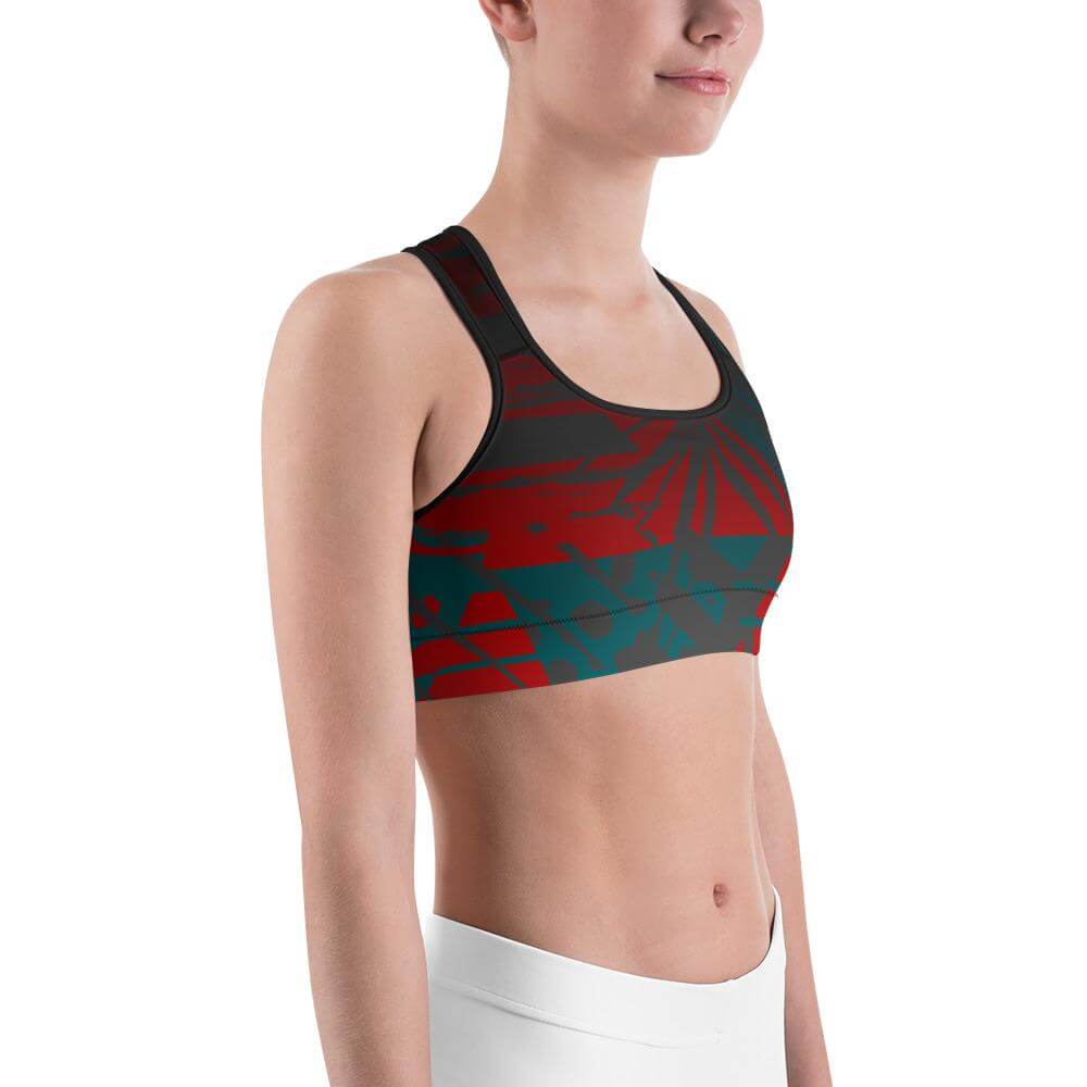 Women's Moisture Wicking Nadine Sports Bra (White & Black Piping)