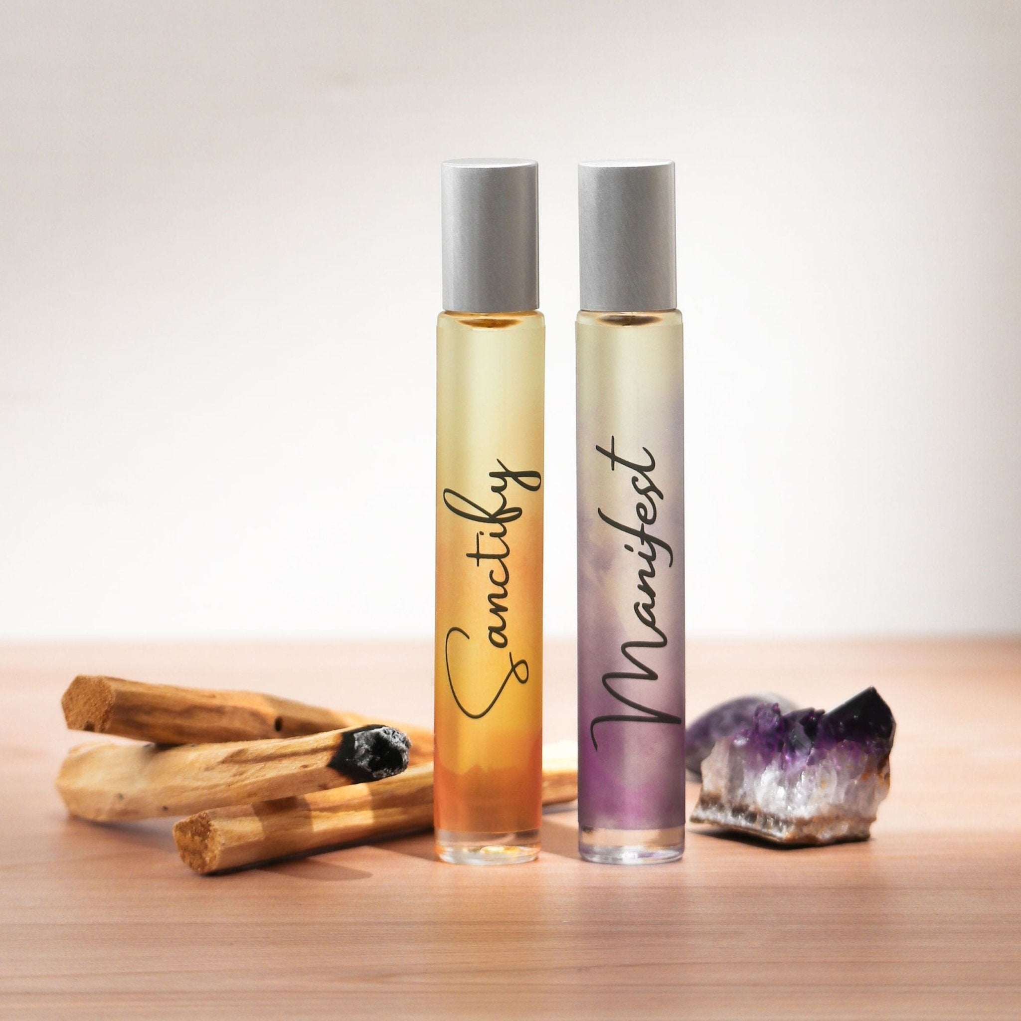 Reiki-Infused Rollerball Perfume Duo: Sanctify & Manifest Positive Energy