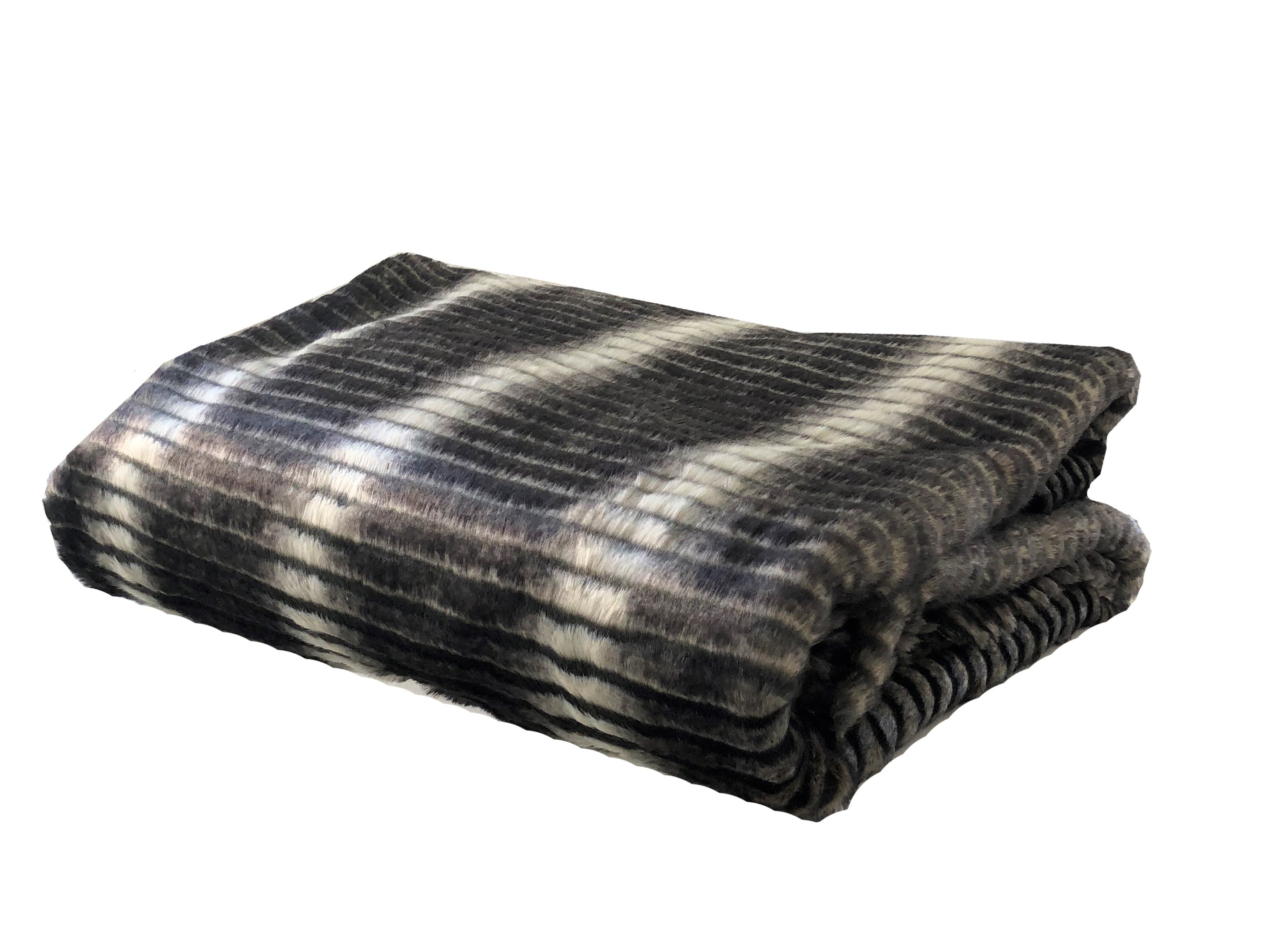 Gray and Taupe Faux Fur Luxury Throw