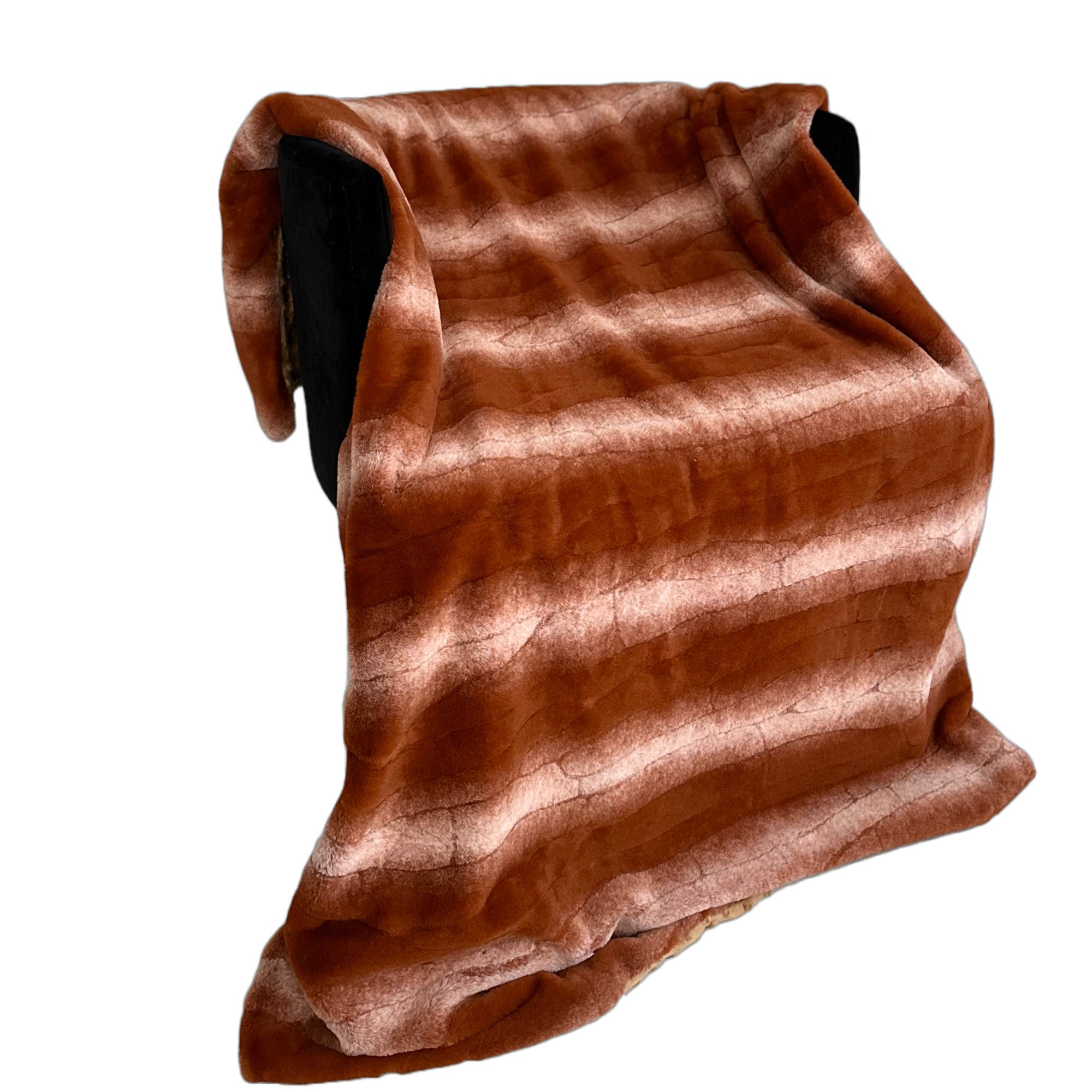 Orange Brown Furever Faux Fur Luxury Throw Blanket