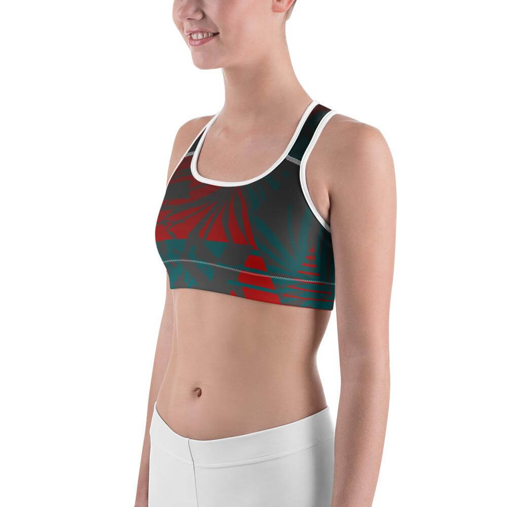 Women's Moisture Wicking Nadine Sports Bra (White & Black Piping)