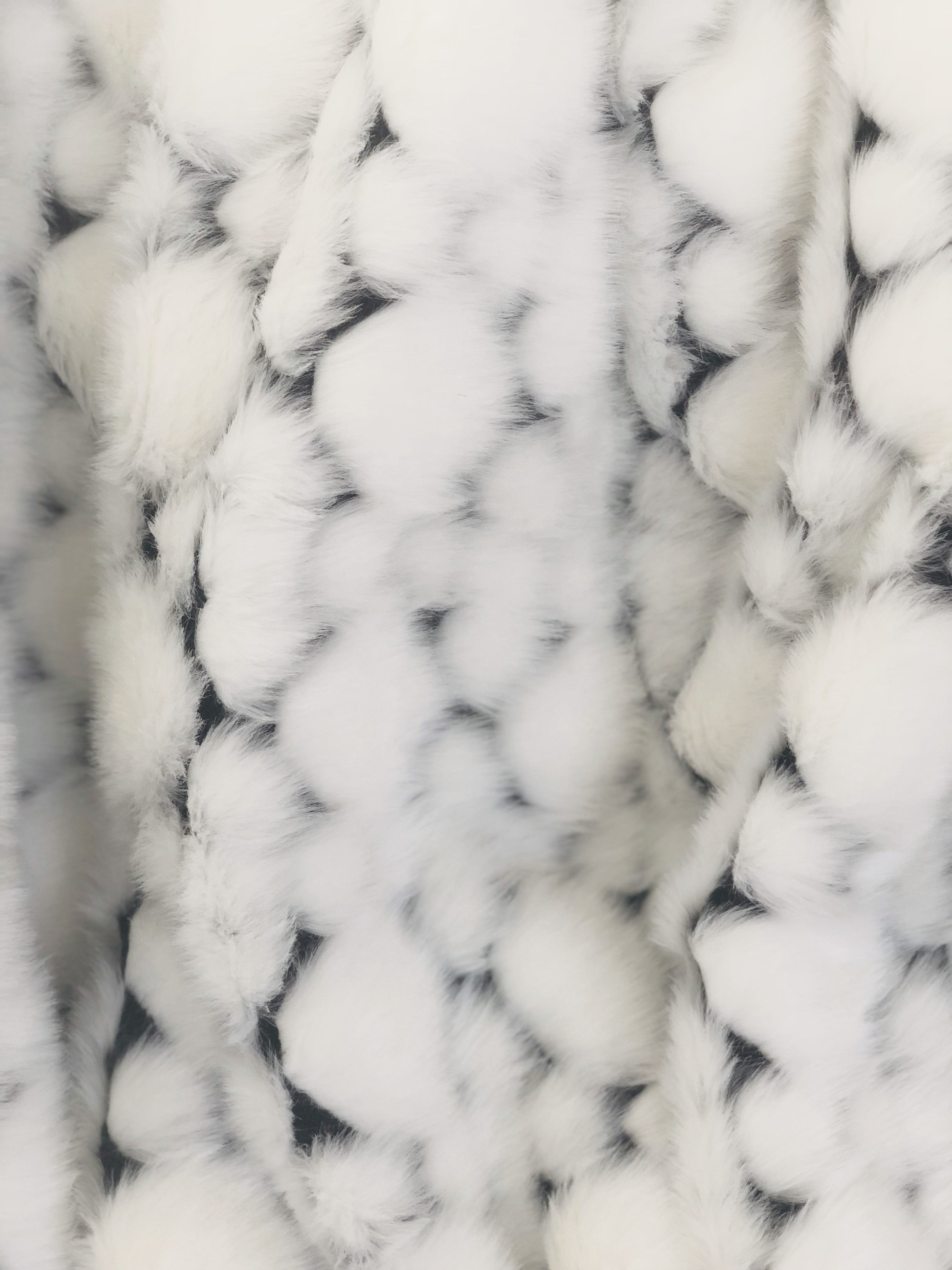 White With Black Shades Faux Fur Snow Luxury Throw