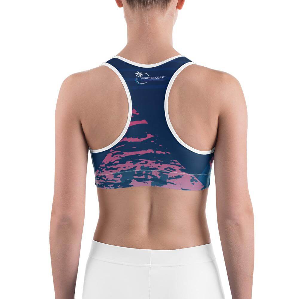 Women's Moisture Wicking Madeleine Sports Bra (White & Black Piping)