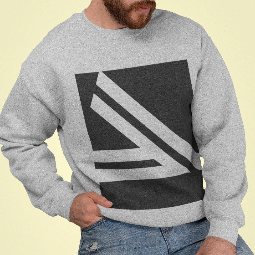 Classic Comfort, Modern Style: Men's Double Slanted Logo Crewneck