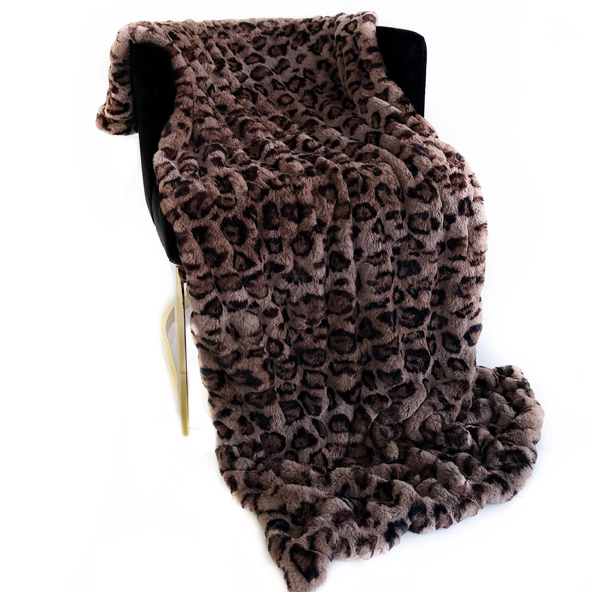 Brown Leopard Faux Fur Luxury Throw Blanket