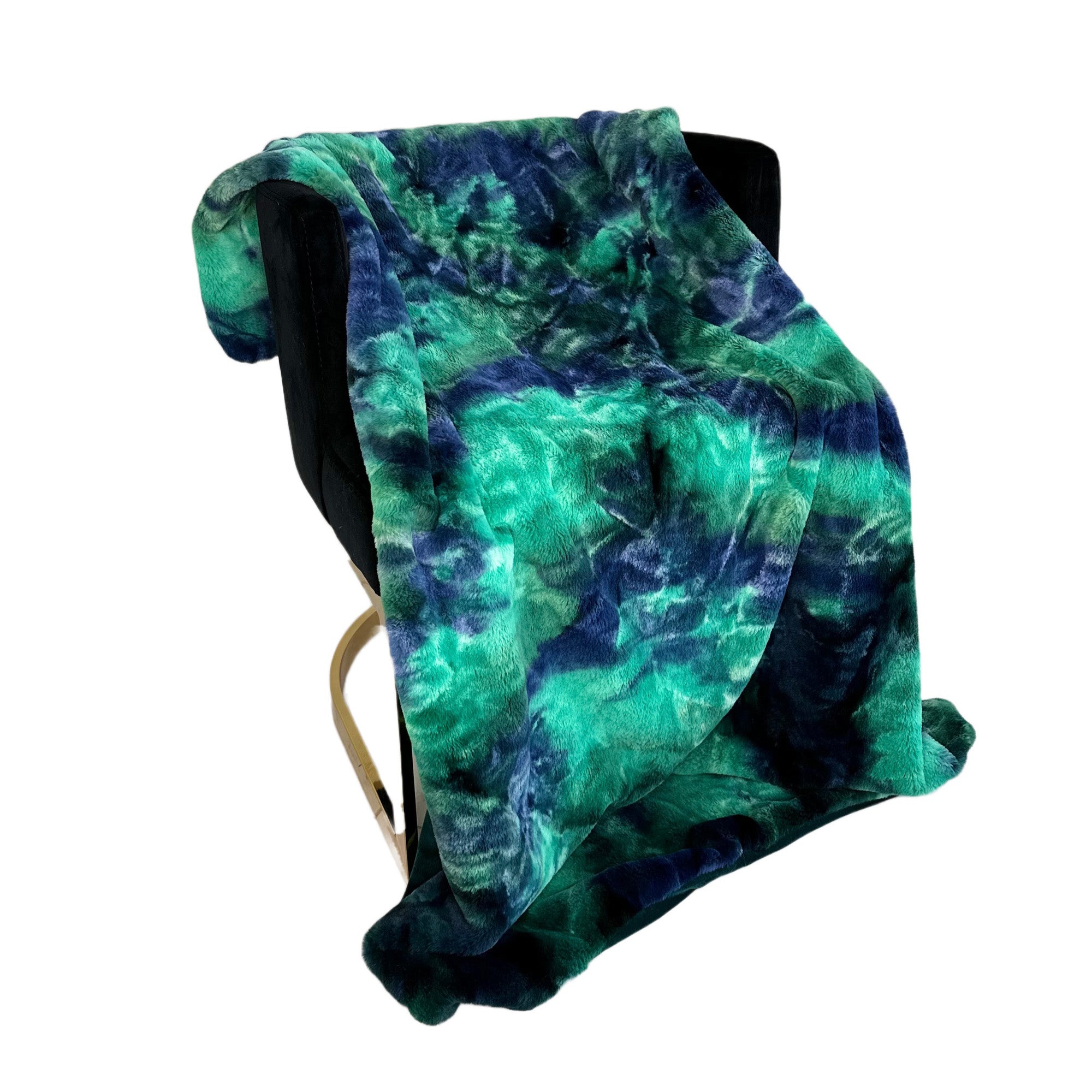 Green Blue Northern Lights Faux Fur Luxury Throw Blanket