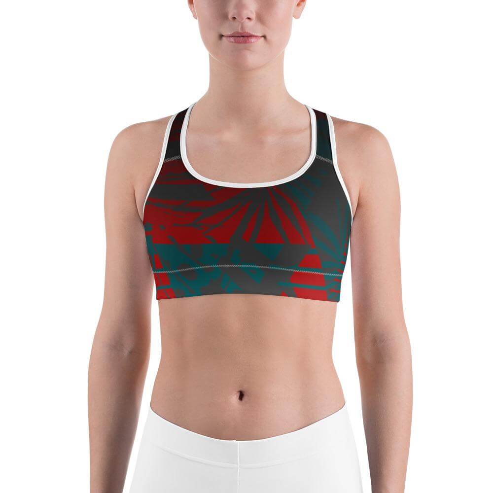 Women's Moisture Wicking Nadine Sports Bra (White & Black Piping)