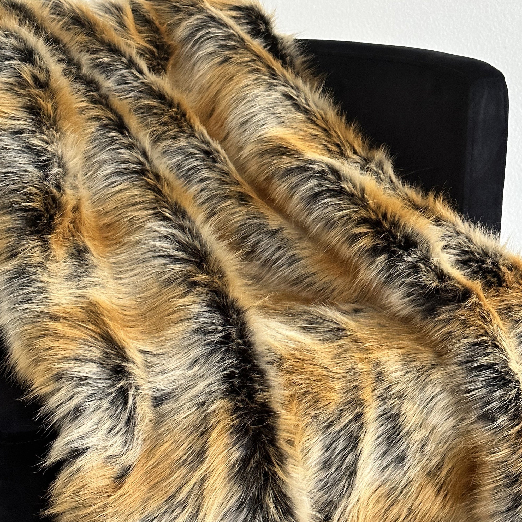 Plutus Brown Gold Chinchilla Faux Fur Luxury Throw Blanket