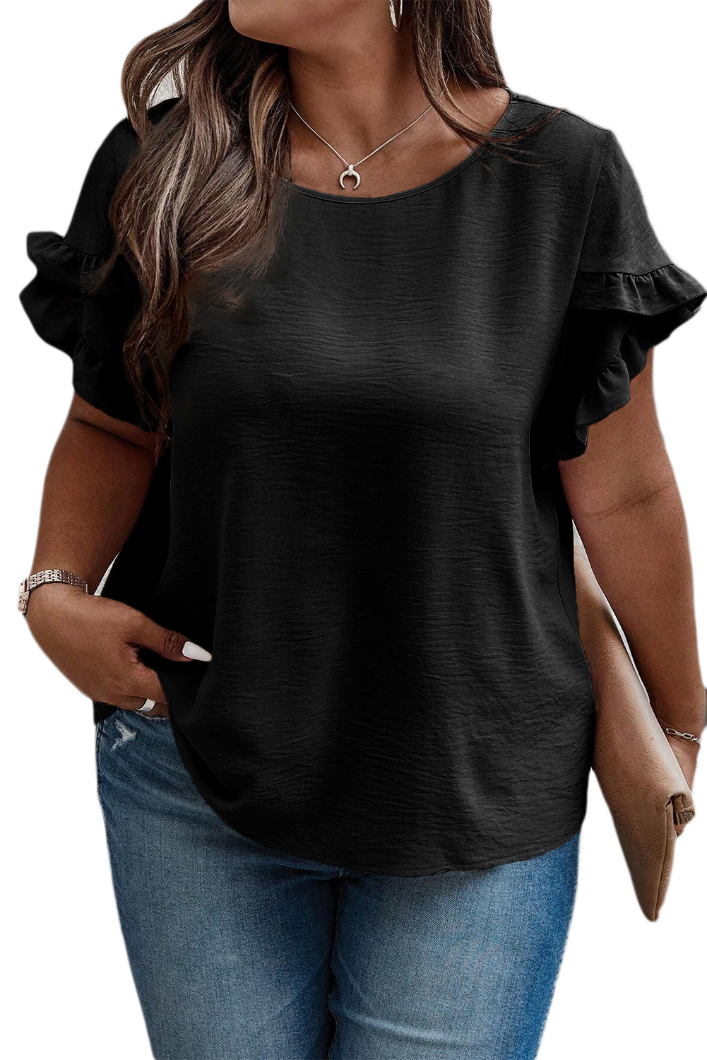 Paulina Ruffled Short Sleeve Plus Size Top