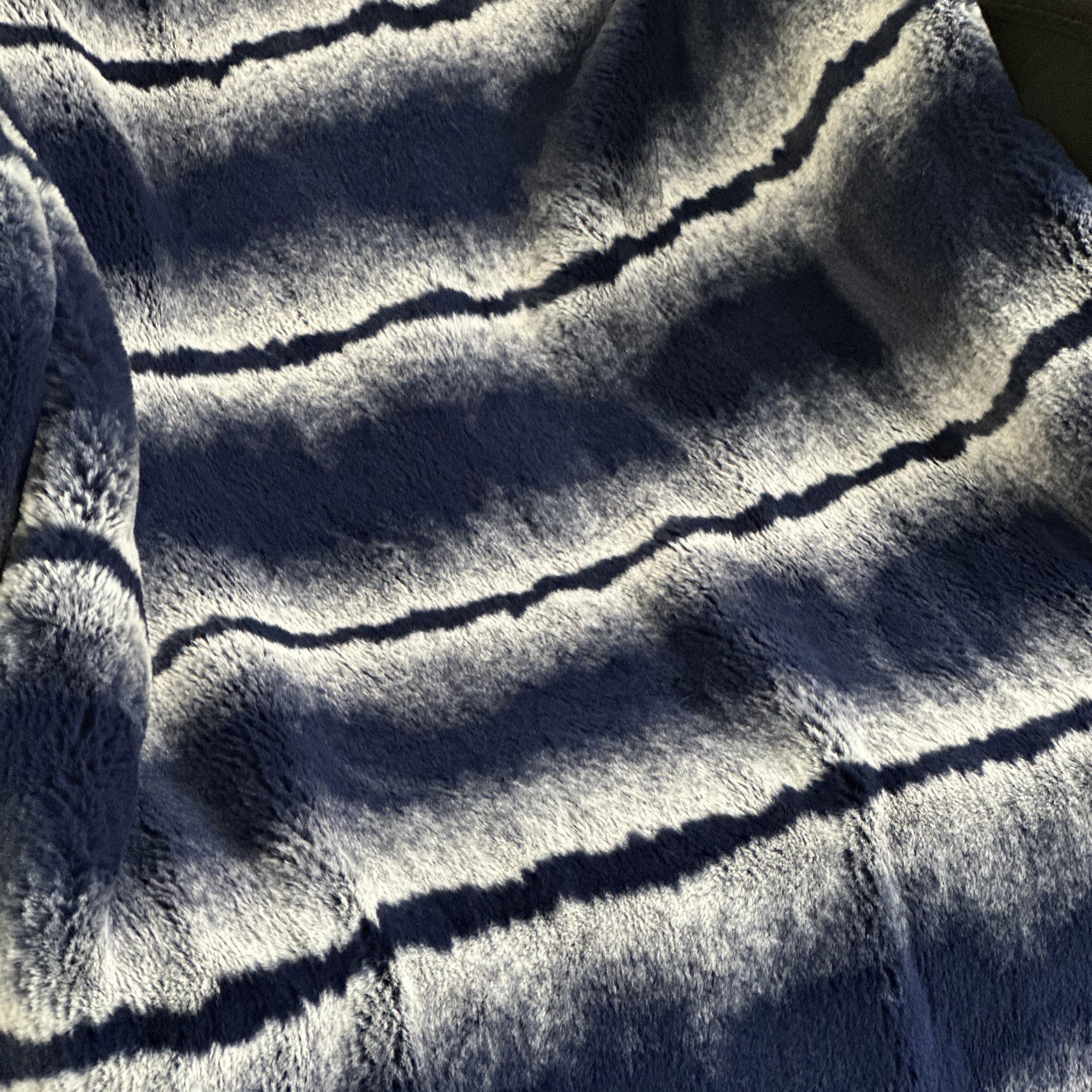 Navy Fluffy Fields Faux Fur Luxury Throw Blanket