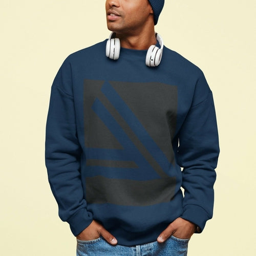 Classic Comfort, Modern Style: Men's Double Slanted Logo Crewneck