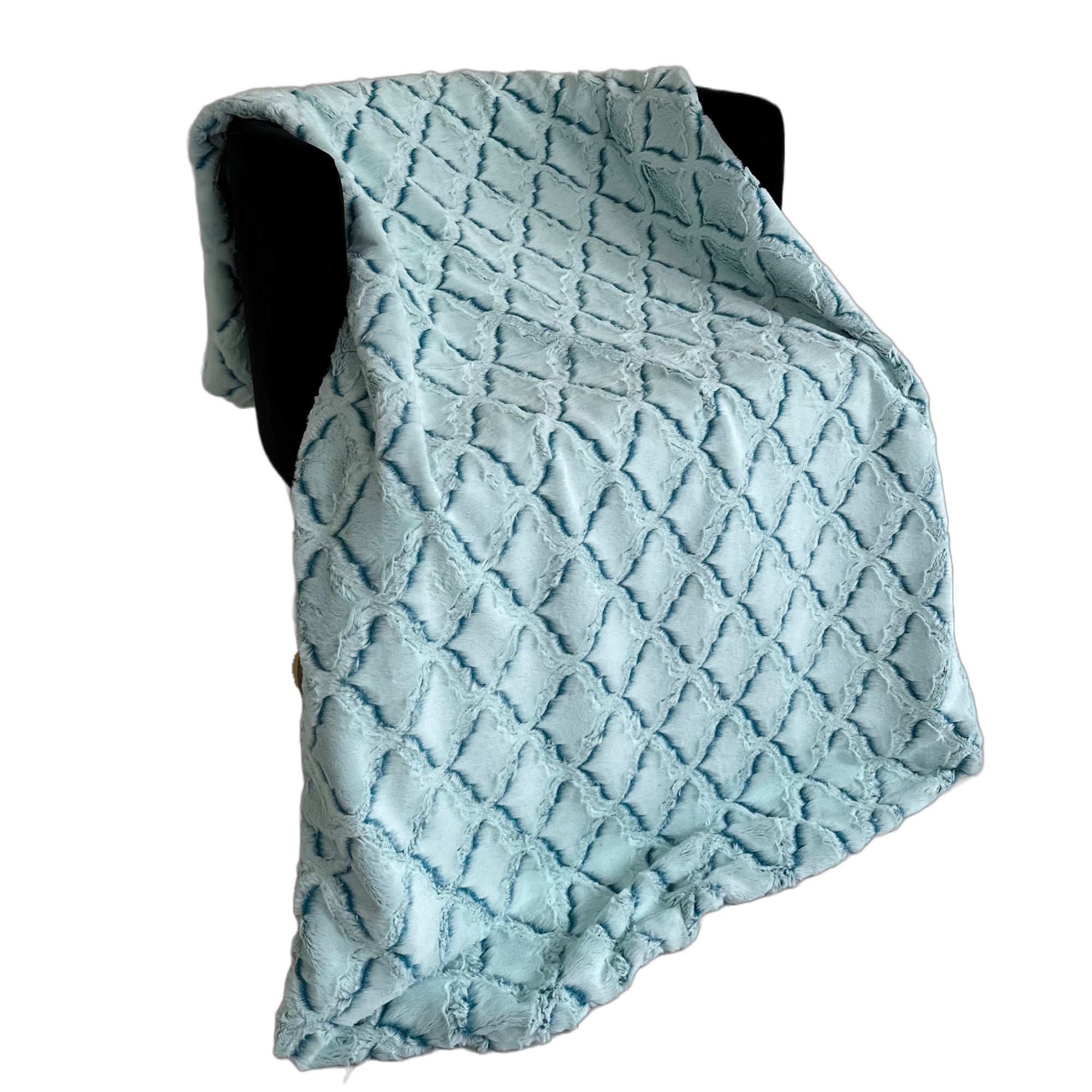 Light Blue Diamond Faux Fur Luxury Throw Blanket