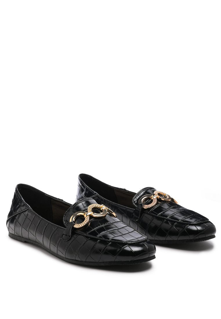 Wibele Croc Textured Metal Show Detail Loafers