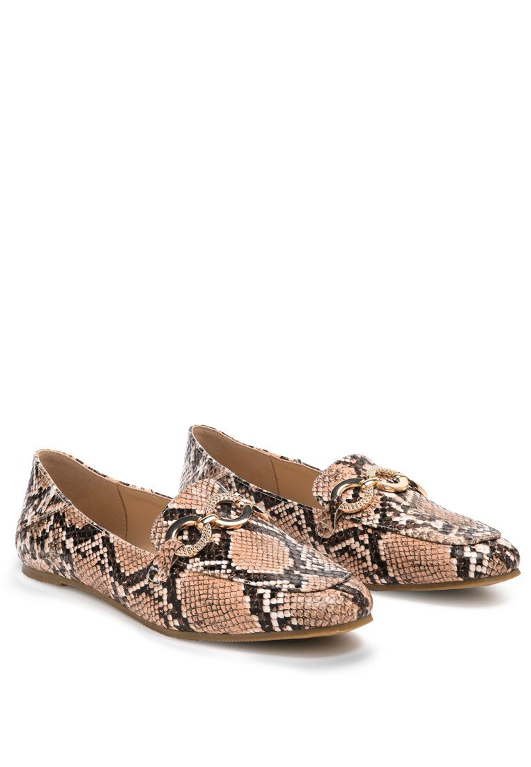 Wibele Croc Textured Metal Show Detail Loafers