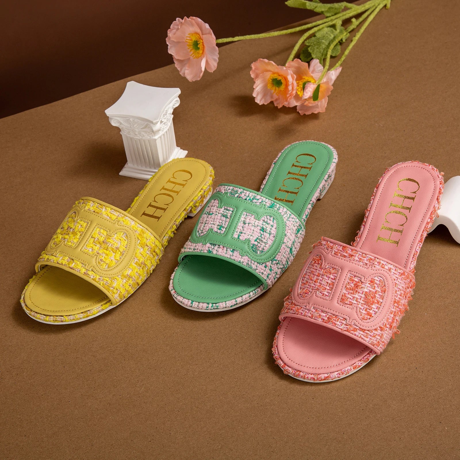 Women's Slippers yellow New Fabric Fashion Flat Sandals - Sexikinis