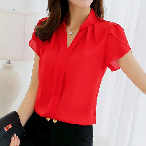 Womens Slim Fit V Neck Blouse