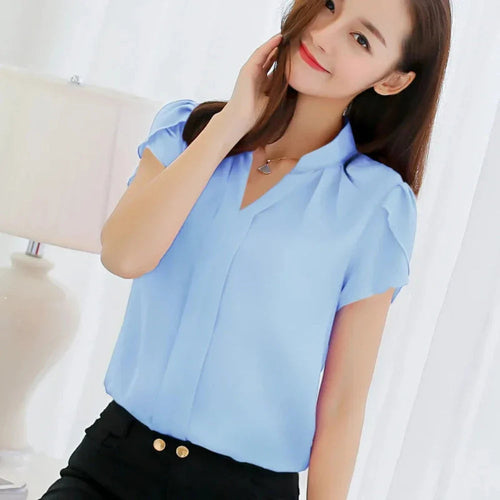 Womens Slim Fit V Neck Blouse