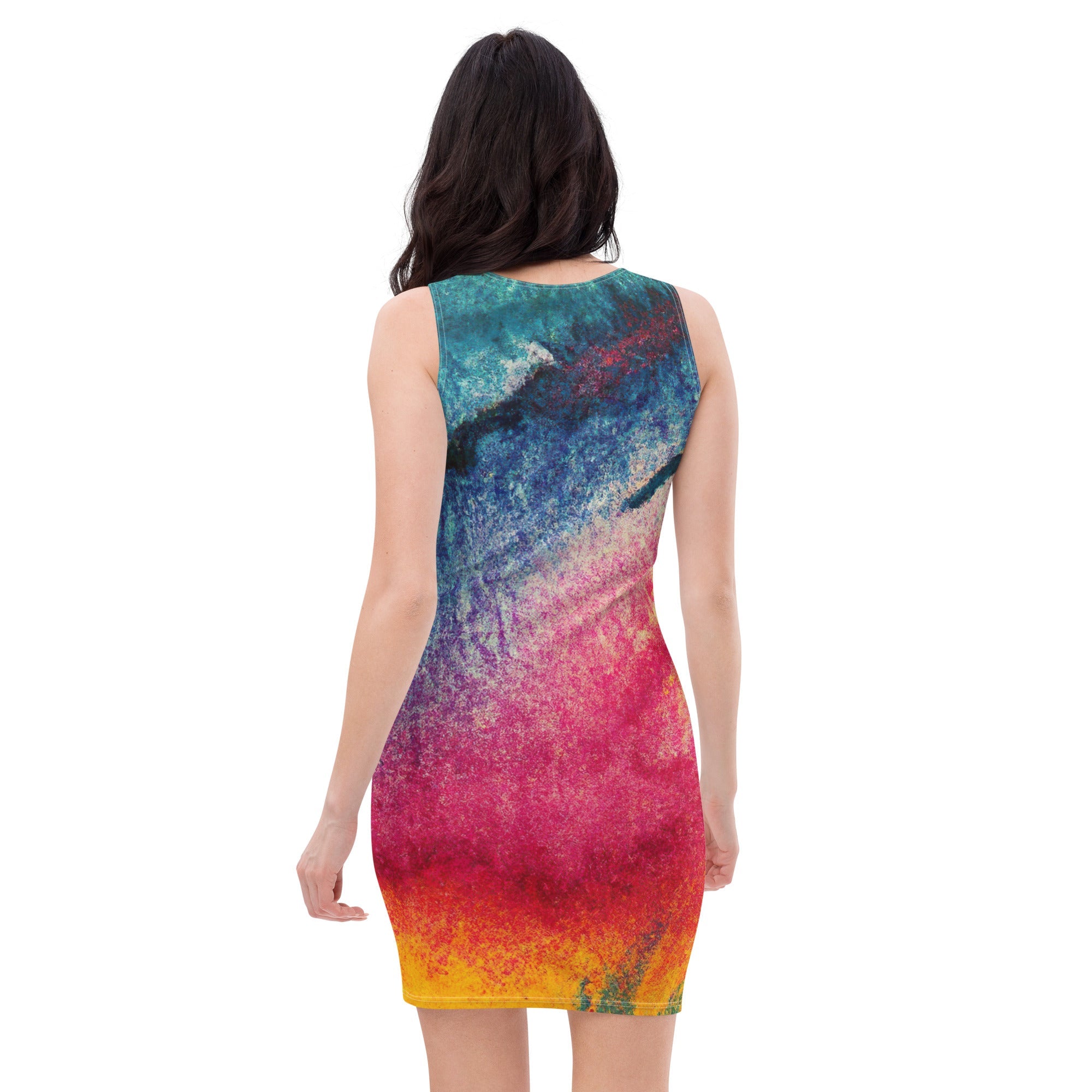 Womens Stretch Fit Bodycon Dress, Multicolor Abstract Pattern 2