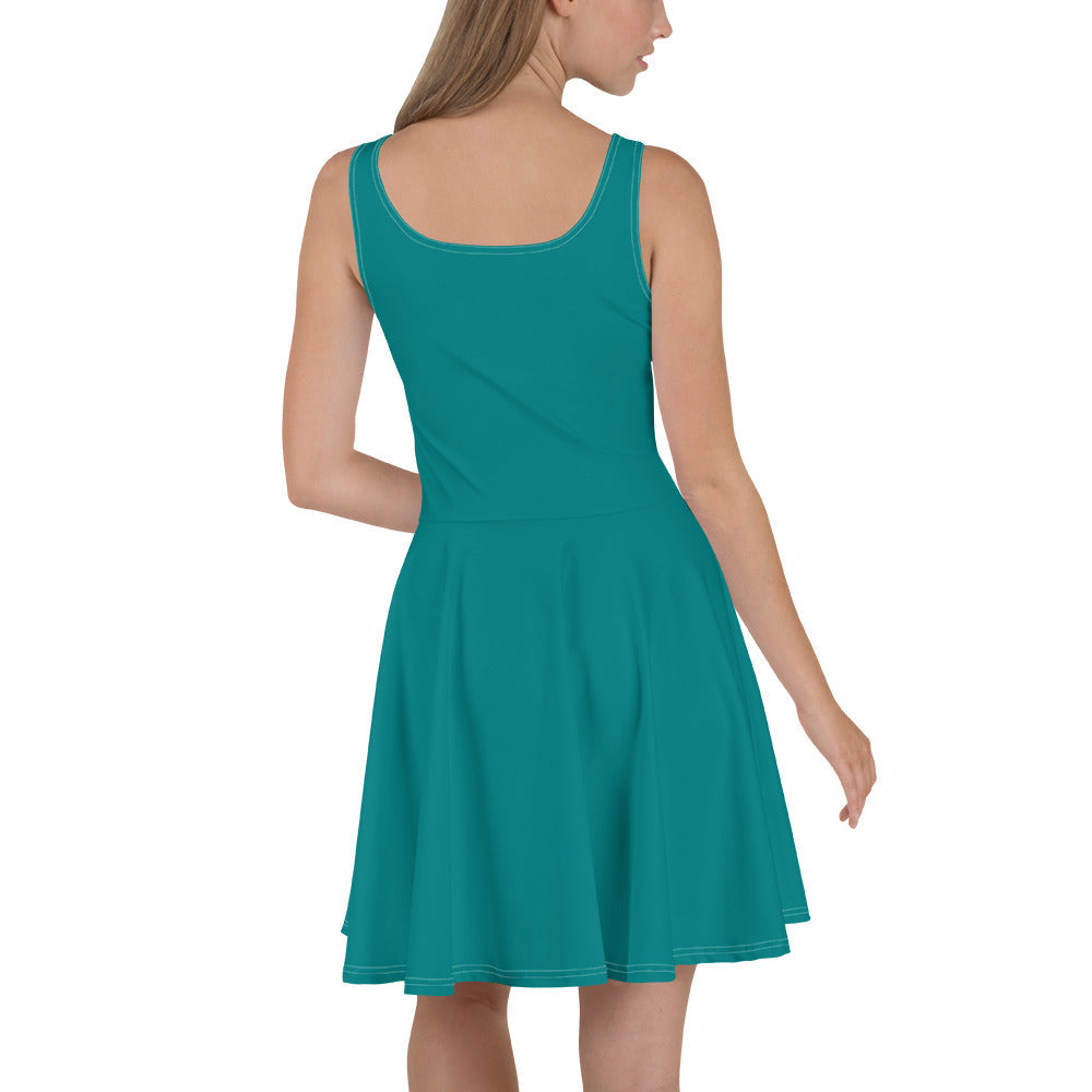 Womens Skater Dress, Dark Teal Green 2