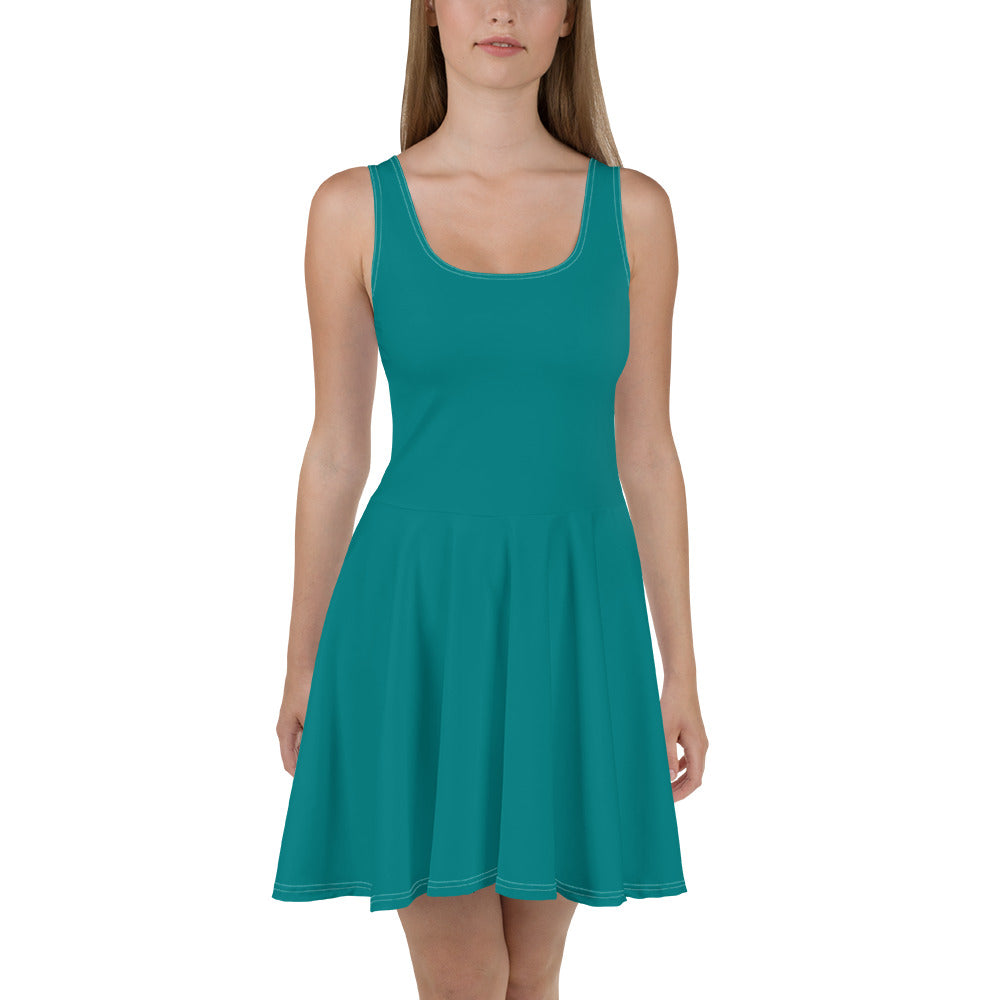 Womens Skater Dress, Dark Teal Green 2