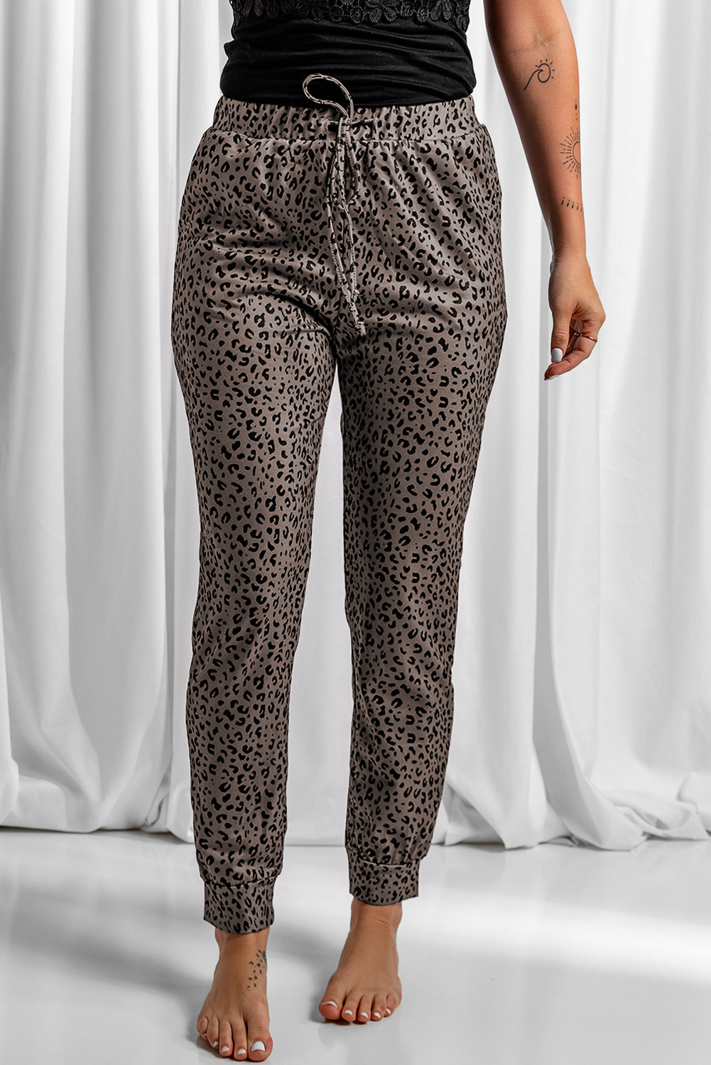 Black Breezy Leopard Joggers