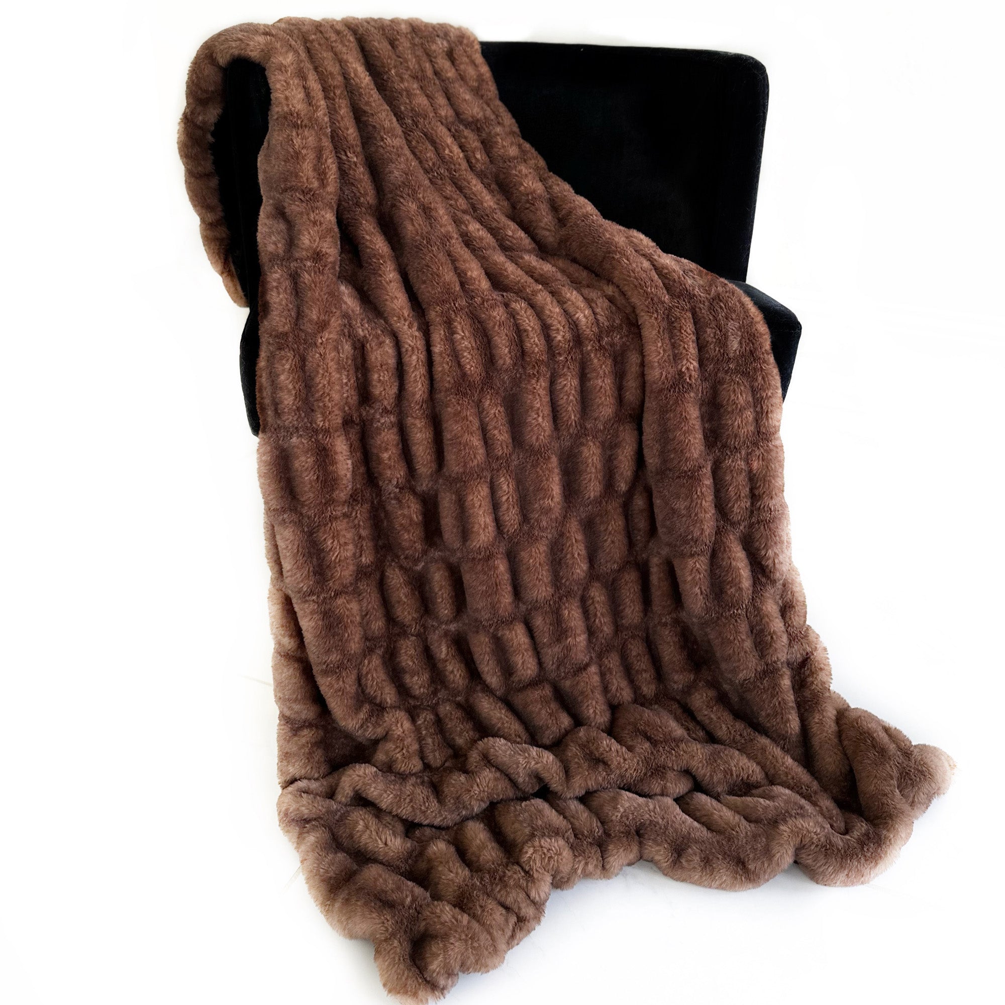 Brown Plush Pelt Faux Fur Luxury Throw Blanket