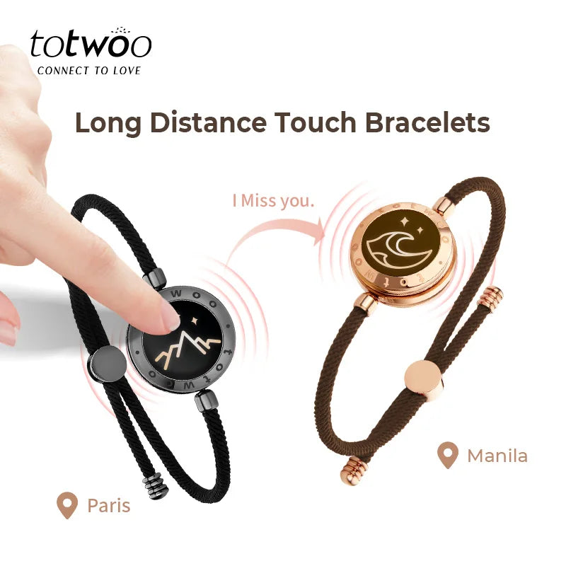 TOTWOO Long Distance Touch Bracelets for Couples: Mountain & Sea Love Bracelets.