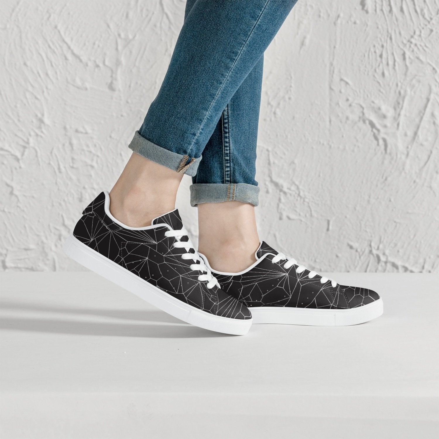 Jacki Easlick Architectural Print Low-Top Leather Sneakers