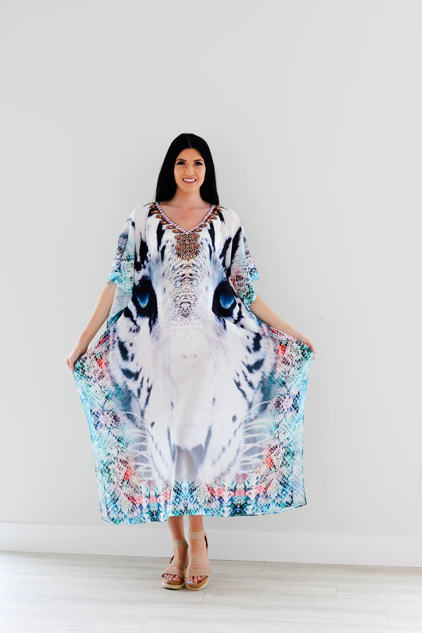 Tribal Kaftan Dress, Plus Size Kaftan Dress, Embellished Kaftan,