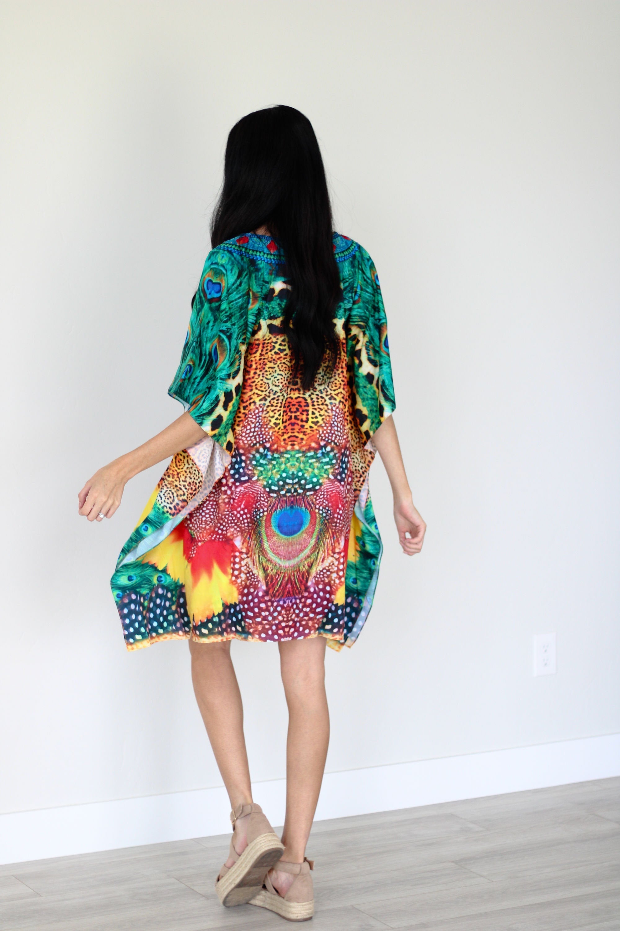 Tropical Kaftan Dress, Plus Size Kaftan Dress, African Dress, Midi