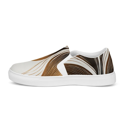 Men's Floral Brown Line Art Slip-On Canvas Shoes (8669): Effortless Style & All-Day Comfort