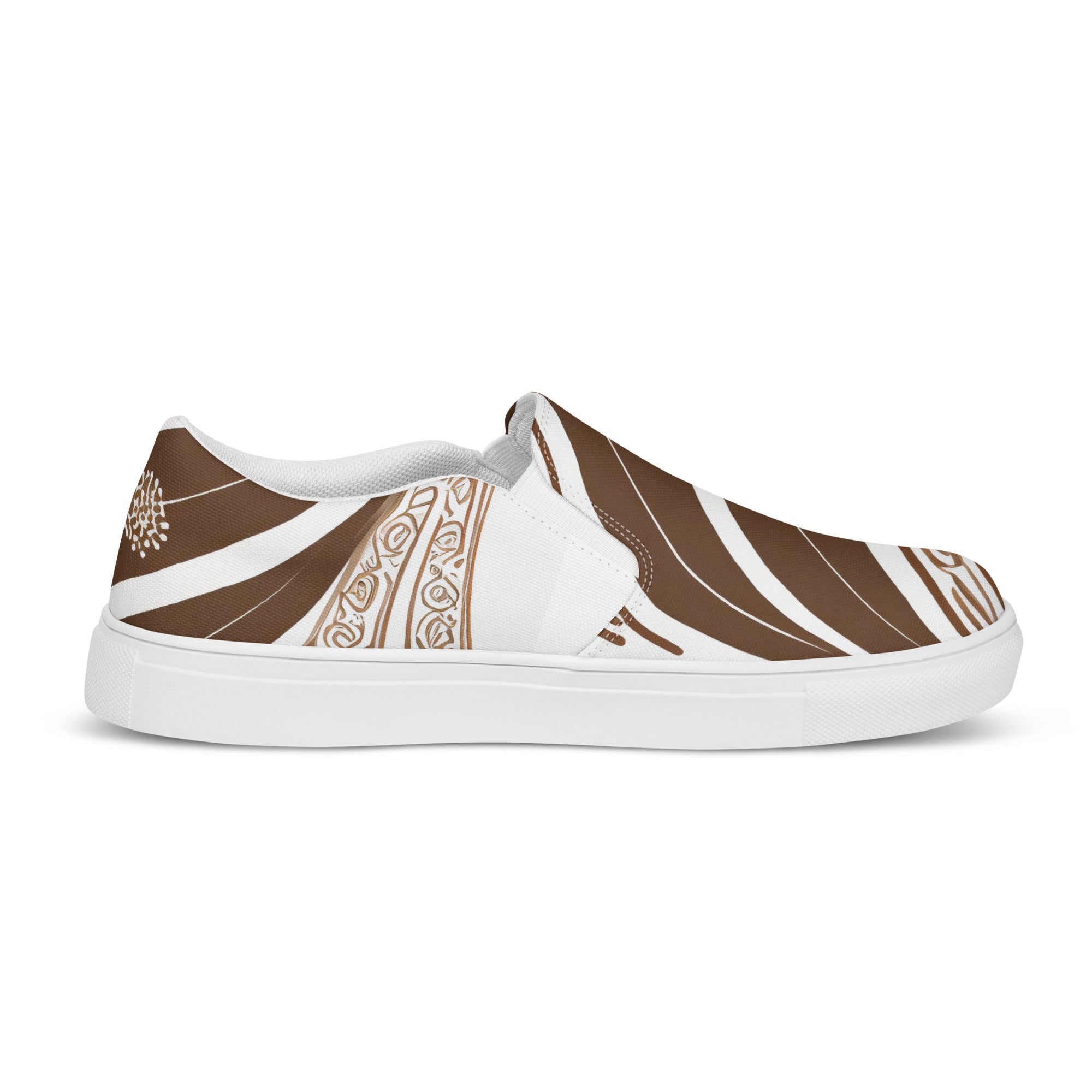 Men's Floral Brown Line Art Slip-On Canvas Shoes (46192): Effortless Style &amp; All-Day Comfort