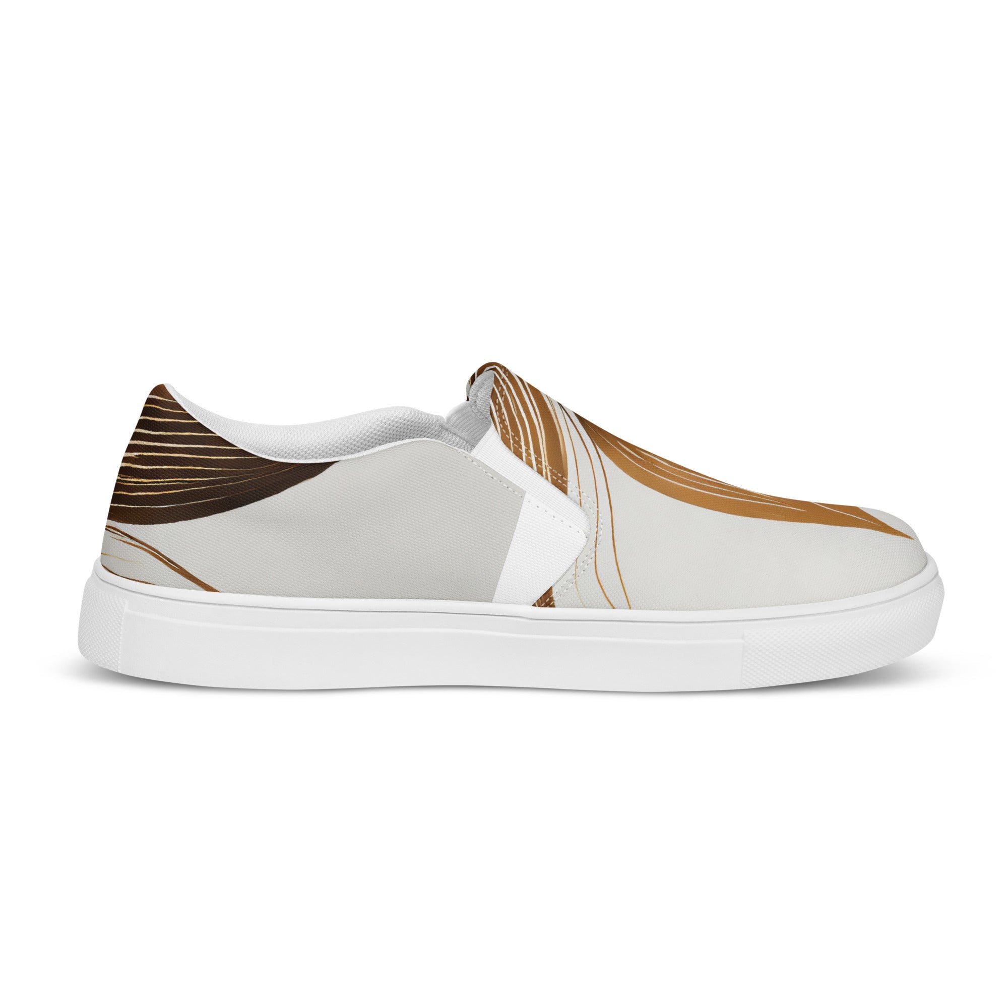 Men's Floral Brown Line Art Slip-On Canvas Shoes (8669): Effortless Style & All-Day Comfort