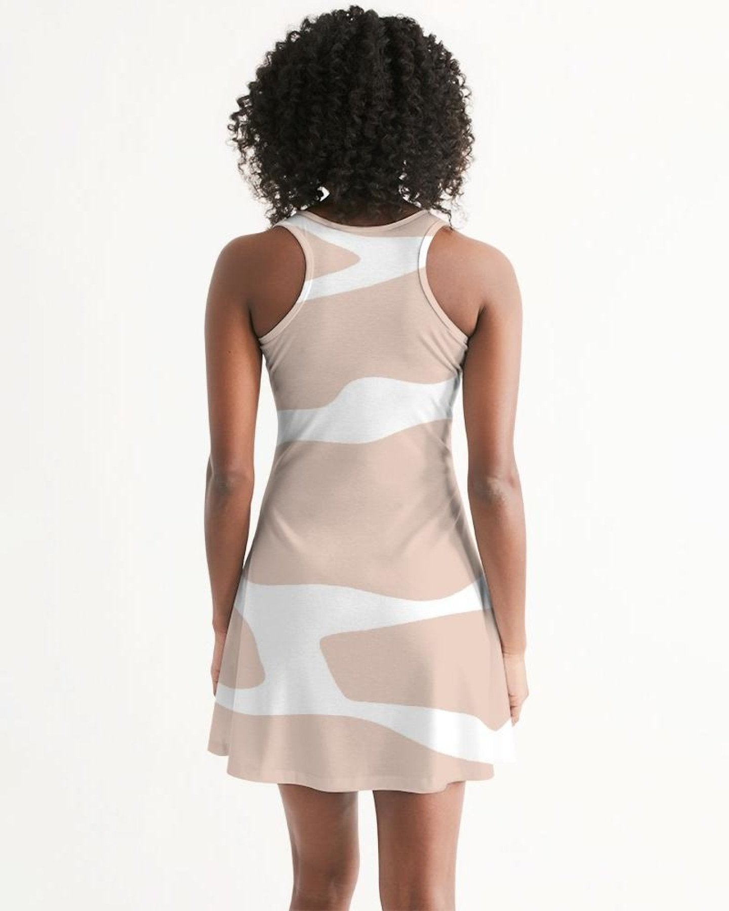 Women's Peach & White Harmony Racerback Dress: Effortless Summer Style