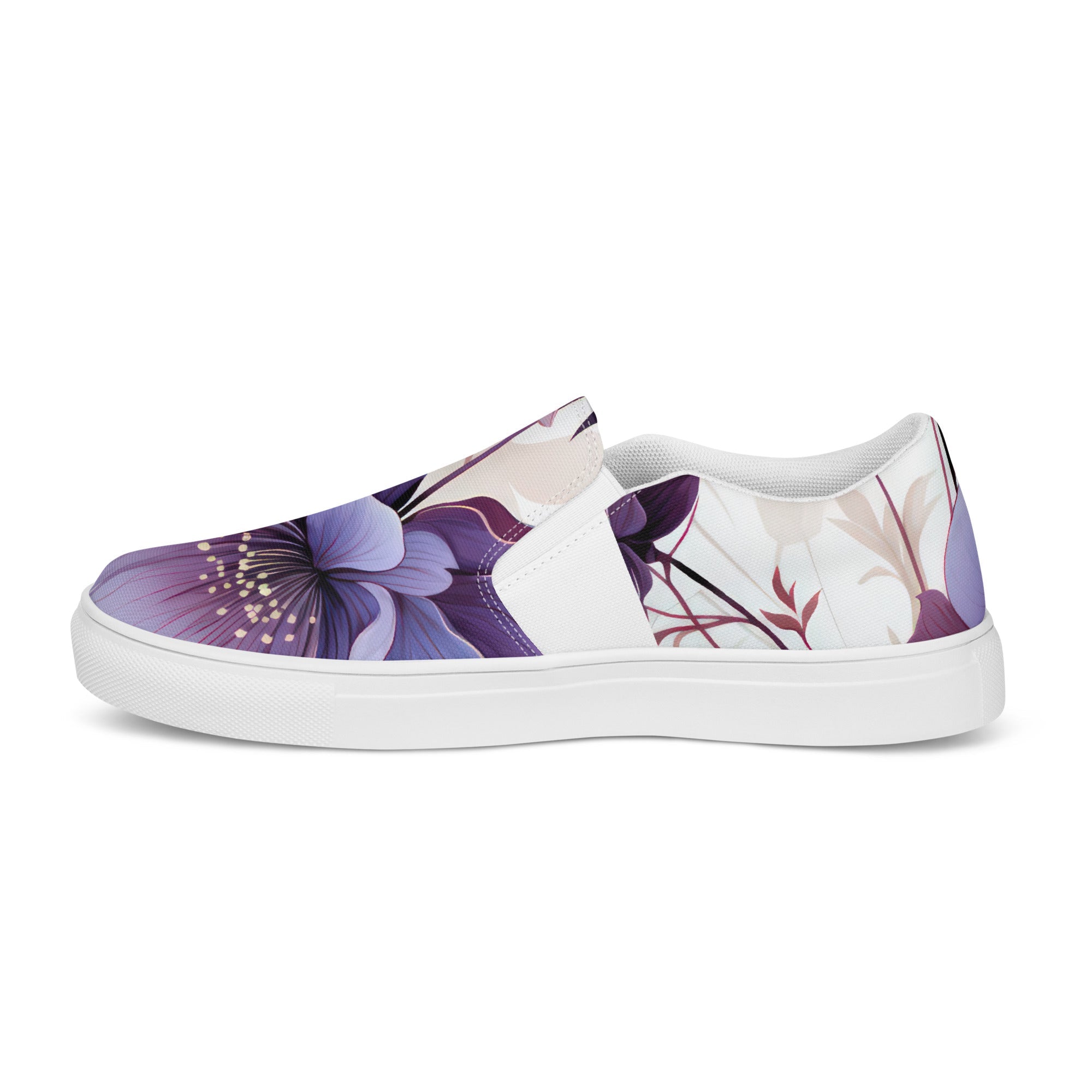 Womens Slip-on Canvas Shoes Purple Botanical Blooms 3