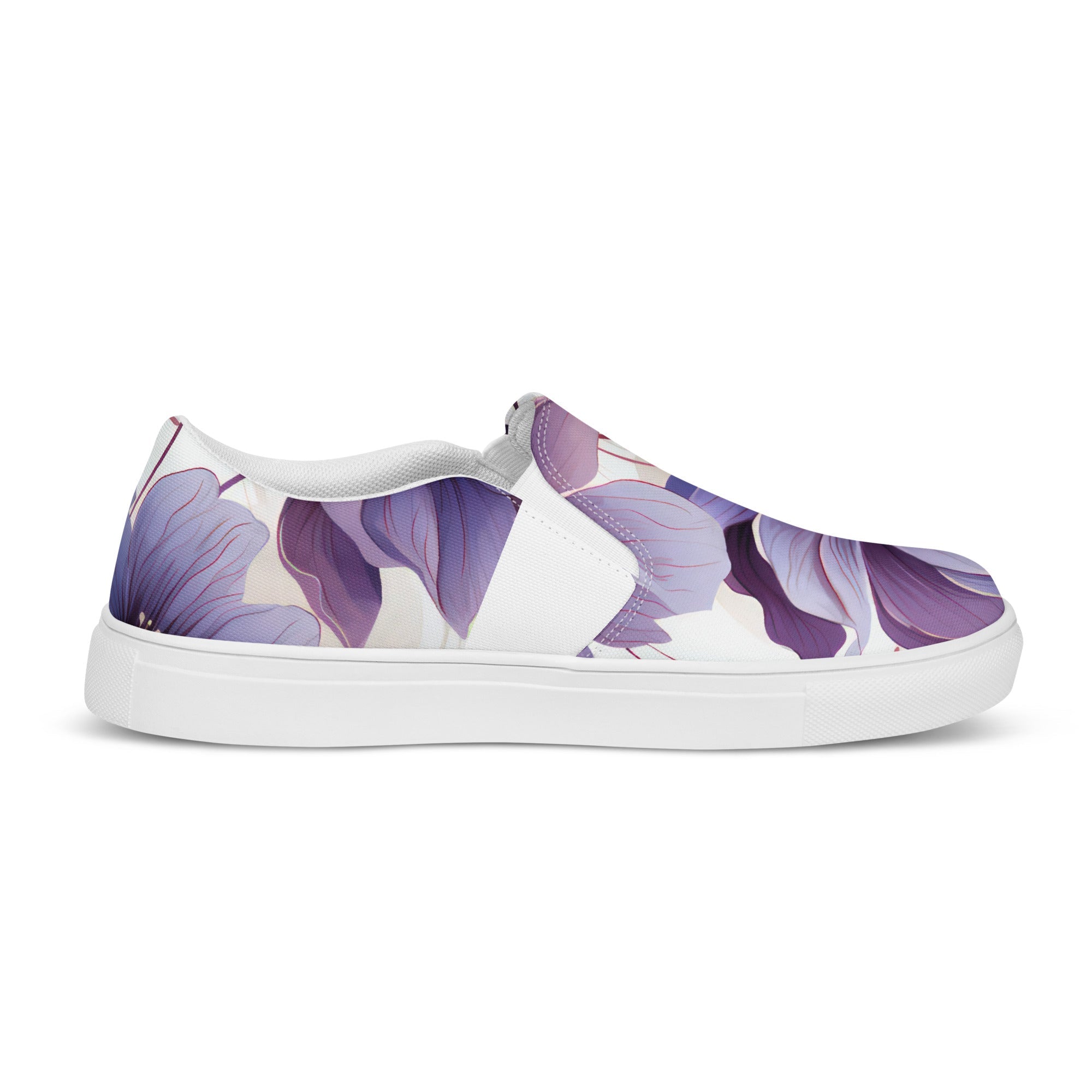 Womens Slip-on Canvas Shoes Purple Botanical Blooms 3