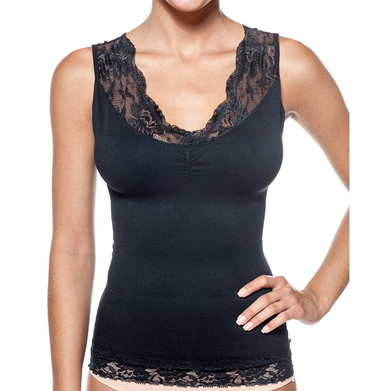 Seamless Shaping Tank Top with Lace Detail